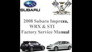 Subaru Imprez, WRX STi - Manual de Serviço