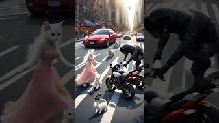 Accident scene cats ai video #cat #funny #talkingtom #kucing #aishorts