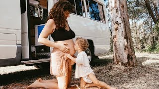 PREGNANT and living in our SELF CONVERTED SKOOLIE BUS