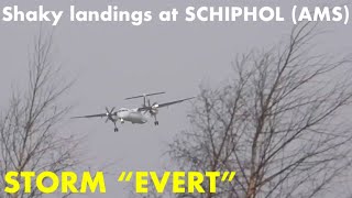 STORM EVERT PlaneSpotting 🔴#SCHIPHOL AIRPORT - LANDINGS IN 30KTS!