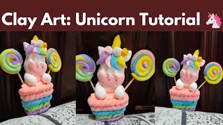 Clay Art Unicorn Tutorial with Rainbow Basket and Lollipop | Easy DIY Craft for Kids