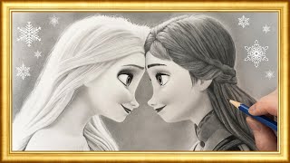 Drawing Elsa&Anna❄️together  Snow queen from Disney Frozen. pencil sketch