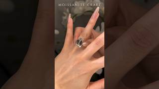 Emerald Cut Three Stone Moissanite Engagement Ring    #MoissaniteEngagementRing #EmeraldCut