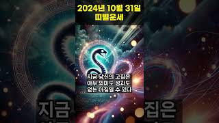 2024년 10월 31 용띠, 뱀띠 오늘의운세 !! #오늘의운세 #띠별운세 #운세 #쇼츠운세 #행운 #쇼츠 #용띠운세 #뱀띠운세  #shorts