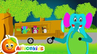 Elephants, Pandas and Tigers travel in the bus| Animales Kids | Aillion kids Nursery