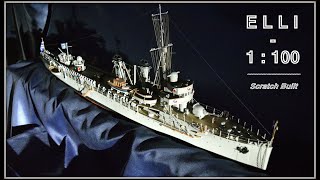 USA 1912 Greek Cruiser ELLI (ΕΛΛΗ) 1:100 Scratch Built - Torpedoed by submarine DELFINO  15 Aug 1940