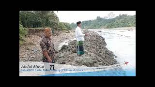 Abrasi Sungai, Warga Aceh Utara Bangun Tanggul Darurat