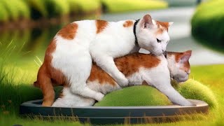 Male cat mating with his two daughters