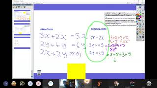 26 January - (11.1) Multiplying Simple Algebraic Terms