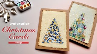 Vintage Watercolor Christmas Cards in 10 Minutes | 2 Simple Designs