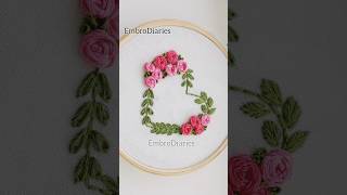 Very Easy Floral Heart Shape Embroidery Design For Beginners #embroidery