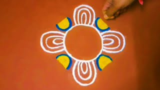 झाकणाचा वापर करून दिवाळी रांगोळी। diwali rangoli