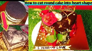 How to cut round cake into heart shape|round cake into heart shape cake#youtubevideos#chocolatecake