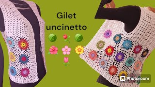 Gilet/vest crochet uncinetto / piastrella fiore/ PRATO FIORITO 🏵🌸🌷🌺🌸⚘️@elenagabryela