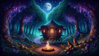 Mystical Caravan 🔮 Night Relaxation Roadside 🌙 ASMR Campfire and Nature Sounds