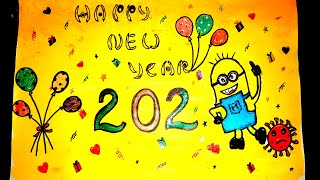 New year drawing | Happy new year drawing| Easy new year drawing for kids | New year painting