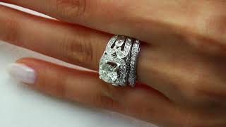 2 1/3 CTW Round Cut Diamond Engagement Ring and Wedding Band Bridal Set in 14K White Gold (MD160435)