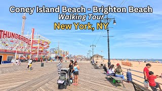 Brighton Beach NYC, NY 4K - Beach Boardwalk