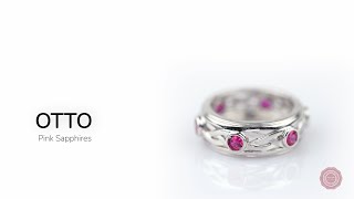 Celtic unisex wedding ring with intertwining knots and Pink Sapphires - Otto