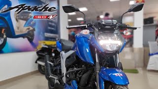 New TVS Apache 160 4V RM Is Here Blue 💙 Colour Walkaround Review | Exhaust Sound🔥 |