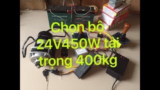 Chế xe điện 3,4 bánh tải trọng 400kg. Chọn bộ 24V450W giảm tốc. Lh 0981310840 để đặt mua san phẩm.