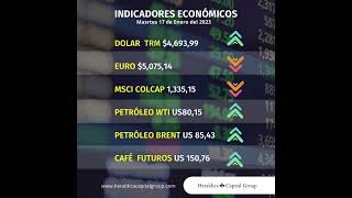 Indicadores económicos para el día Martes 17 de enero de 2023, en Colombia.