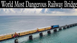 Train On World Most Dangerous Bridge !! Pamban Bridge Rameshwaram:Indian Railway