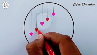 Circle Drawing - Red Pink Sketch Pencil Heart Beautiful Drawing Scenery ❤️💖