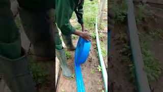 running the water using delivery hose.