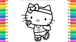 Hello Kitty Playing Football Drawing || Painting And Coloring For Kid's And Toddler's