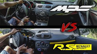 Mazda 3 MPS VS. Renault Clio RS CUP onboard drive on winding road | 4K