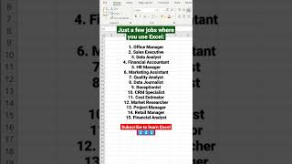 Jobs that require Excel skills #shorts