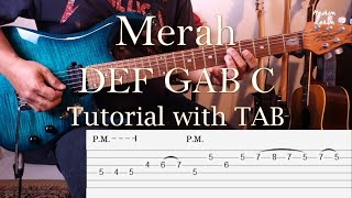 DEF GAB C - Merah - Guitar Intro & Solo Tutorial with TAB