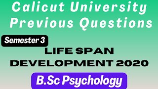 Third Semester B Sc Psychology | Lifespan Development 2020