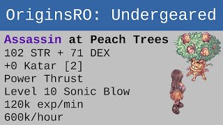 [OriginsRO] Undergeared: Assassin (Sonic Blow) at Enchanted Peach Trees (120k exp/min, 590k/hour)