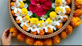 Floating flower decoration rangoli design | Floating Marigold flower decoration in Water #rangoli