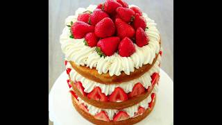 simple and easy strawberry cake decorating| strawberry cake design ideas| #cake #strawberry #shorts