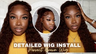 PERFECT Brown Wig | Very Detailed Frontal Wig Install | FT.Unice Brown Hair