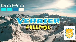 Verbier freeride snowboarding. Swiss Alps