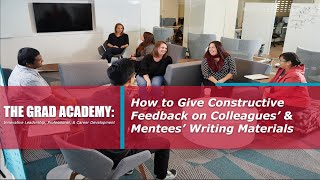 TGA: How to Give Constructive Feedback on Colleagues’ and Mentees’ Writing Materials