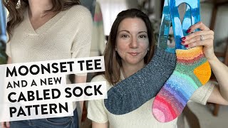 Moonset Tee by Ozetta and a new cabled sock pattern | Knitting Podcast | Episode 2