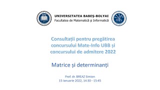 Consultații Mate-Info UBB | 2021-2022 | Matrice și determinanți