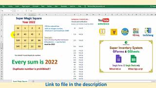 Super Magic Square Year 2022 || Excel Puzzle