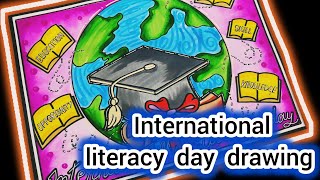 International Literacy Day Drawing | World Literacy Day poster drawing | Literacy Day Poster drawing