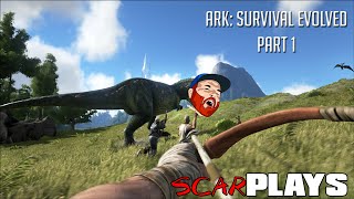 scarPLAYS - ARK: Survival Evolved Part 1 - "THE LEGEND OF STRONG HANDS"