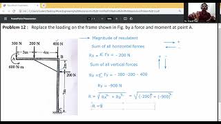 Problem 19- Resultant  of Coplanar Non concurrent forces system/VARIGNON'S THEOREM/