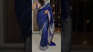 Blue and Violet Dual tone Banarasi Pure Silk saree | How to drape a saree? #sareehaul