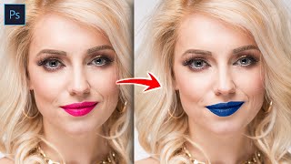 How To Change Color Of Lipstick In Photoshop (4 Min) | Hue/Saturation Select & Mask