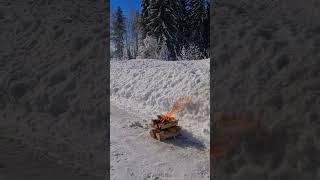 Fire and ice #naturelover #firecrackling #winterlandscape #asmrnature