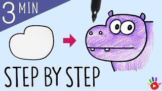 How to Draw a Hippo | Drawing Baby Hippo | Step by Step Drawing Tutorial for Kids | OKIDOKIDS